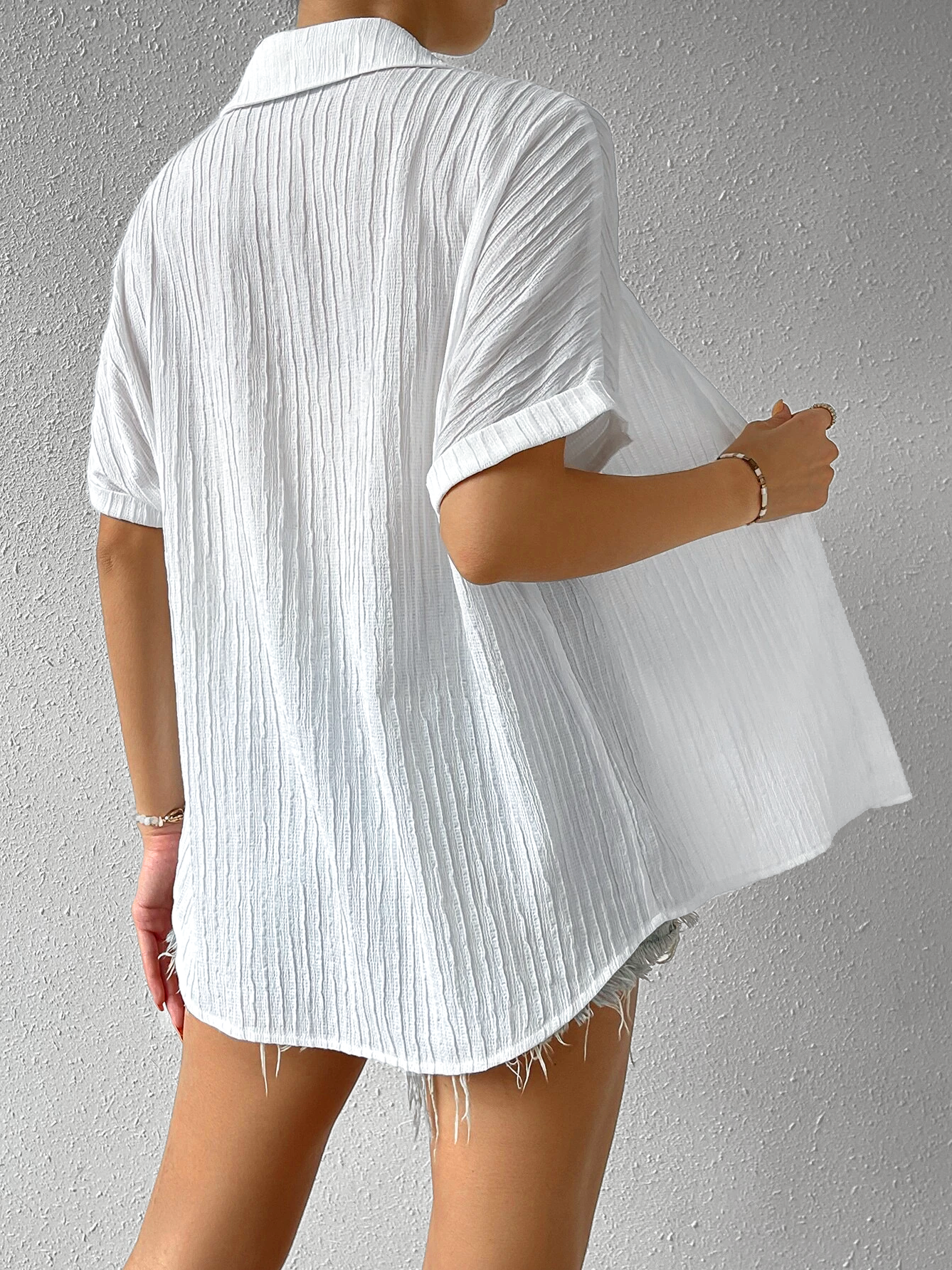 Blouses Femmes Décontracté Plain Été Polyester Boutonné Quotidien Manches Courtes Régulier CE