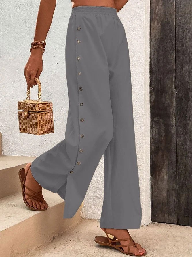 Pantalons Femmes Décontracté Plain Toutes Les Saisons Coton Aucune élasticité Pantalon droit Régulier CC Mini