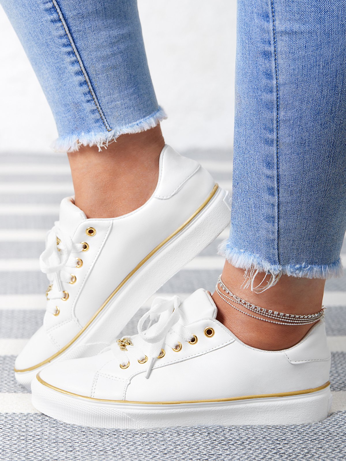 Chaussures de skate Femmes Décontracté Plain Toutes Les Saisons Chaîne Portable PU de Grande Taille à Lacets Chaussures de skate