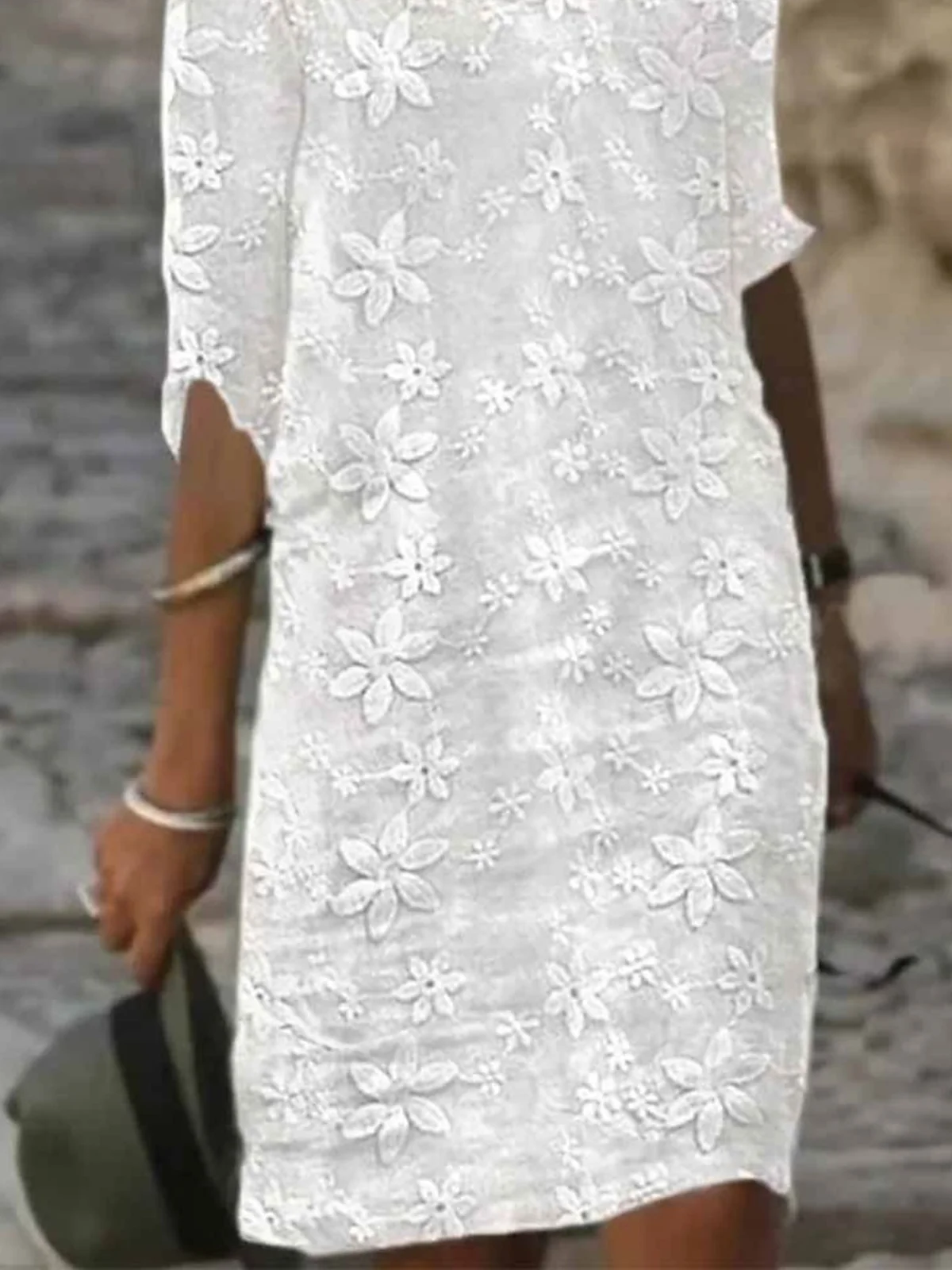 Robes Décontracté Plain Été Naturel Quotidien Dentelle Droit Régulier EPE pour Femmes