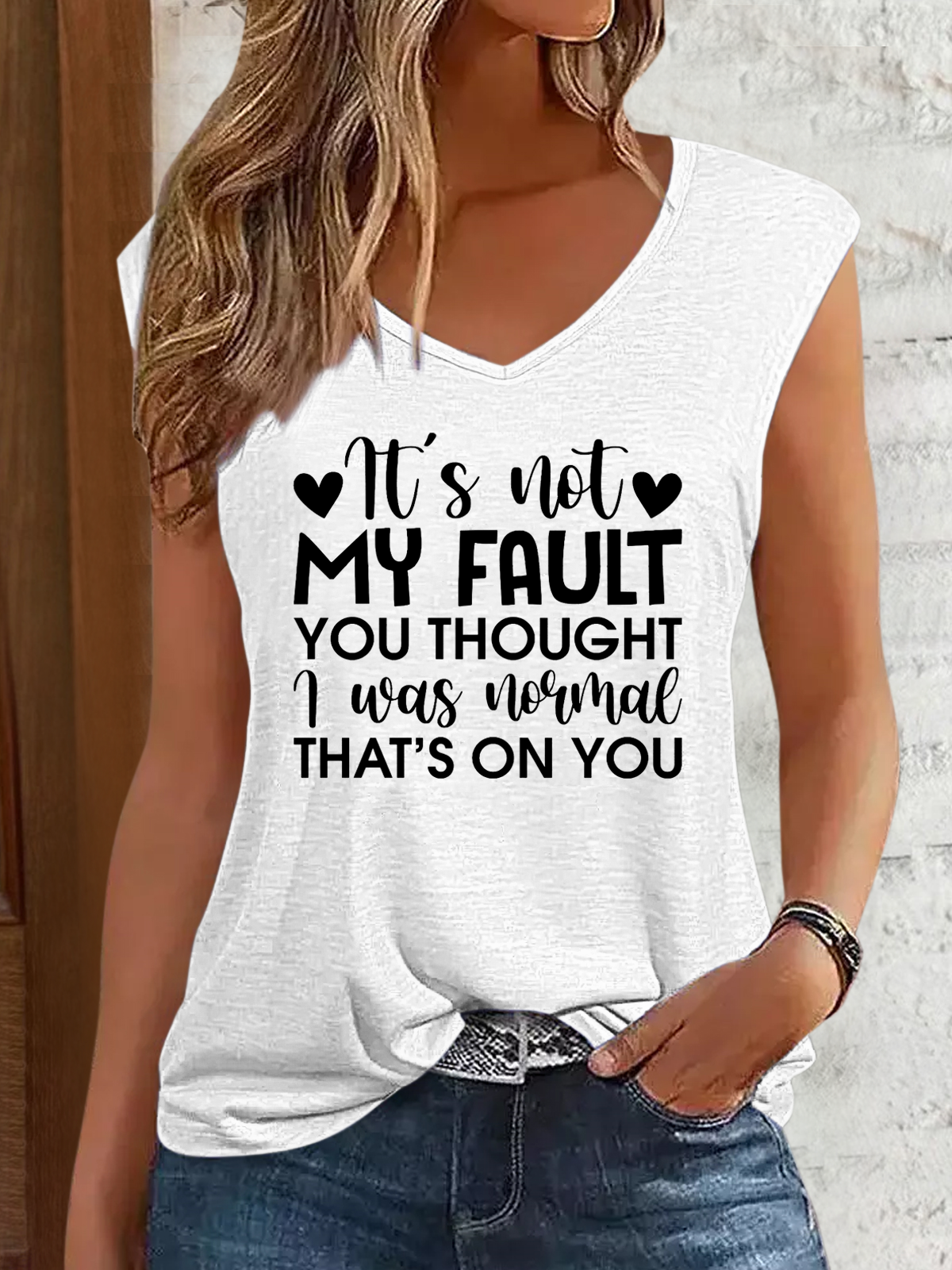 Top Débardeur Tops Femmes Été Simple Lettres de texte Quotidien Coupe Régulière en Mélangé de Coton Régulier Ligne X Régulier