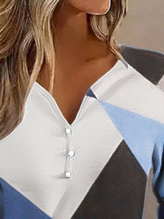 T-shirts Géométrique Décontracté Printemps / Automne Quotidien Manches Longues Col Rond Régulier Droit T.-N.-L. pour Femmes