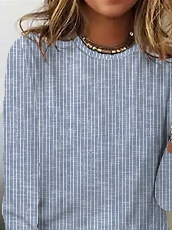 T-shirts Rayé Décontracté Printemps / Automne Jersey Manches Longues Col Rond Régulier Droit T.-N.-L. pour Femmes