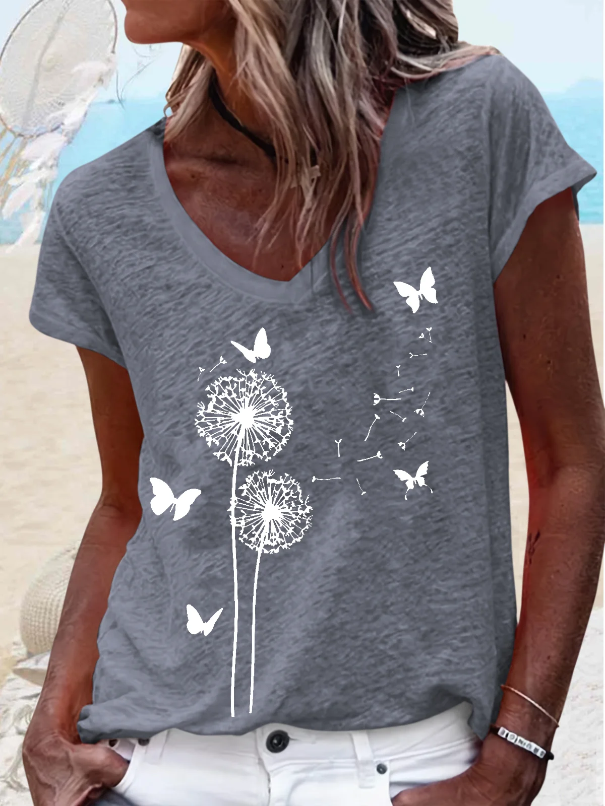 T-shirts Décontracté Plain Été Quotidien Coupe Régulière Manches Courtes Régulier Droit Élasticité moyenne pour Femmes
