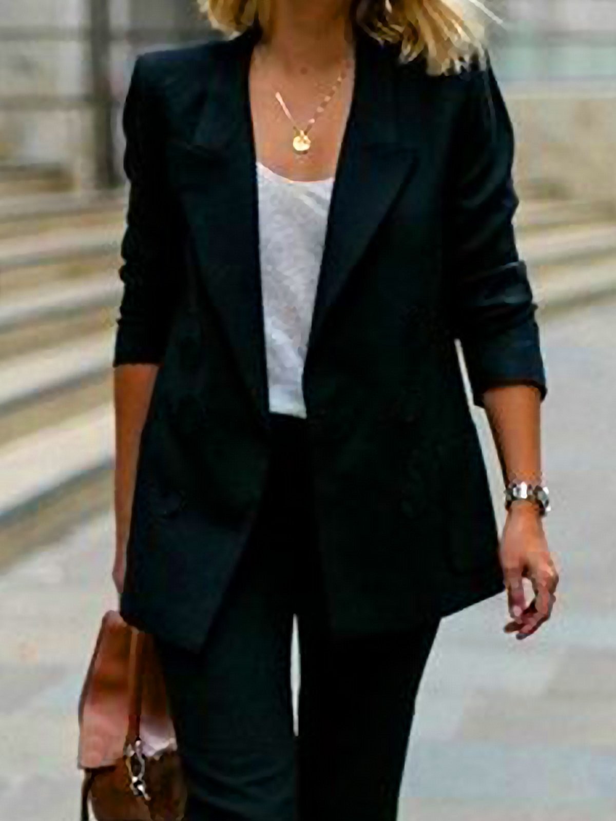Blazers Femmes Décontracté Plain Printemps / Automne Polyester Naturel Ample Standard Manches 3/4 Droit