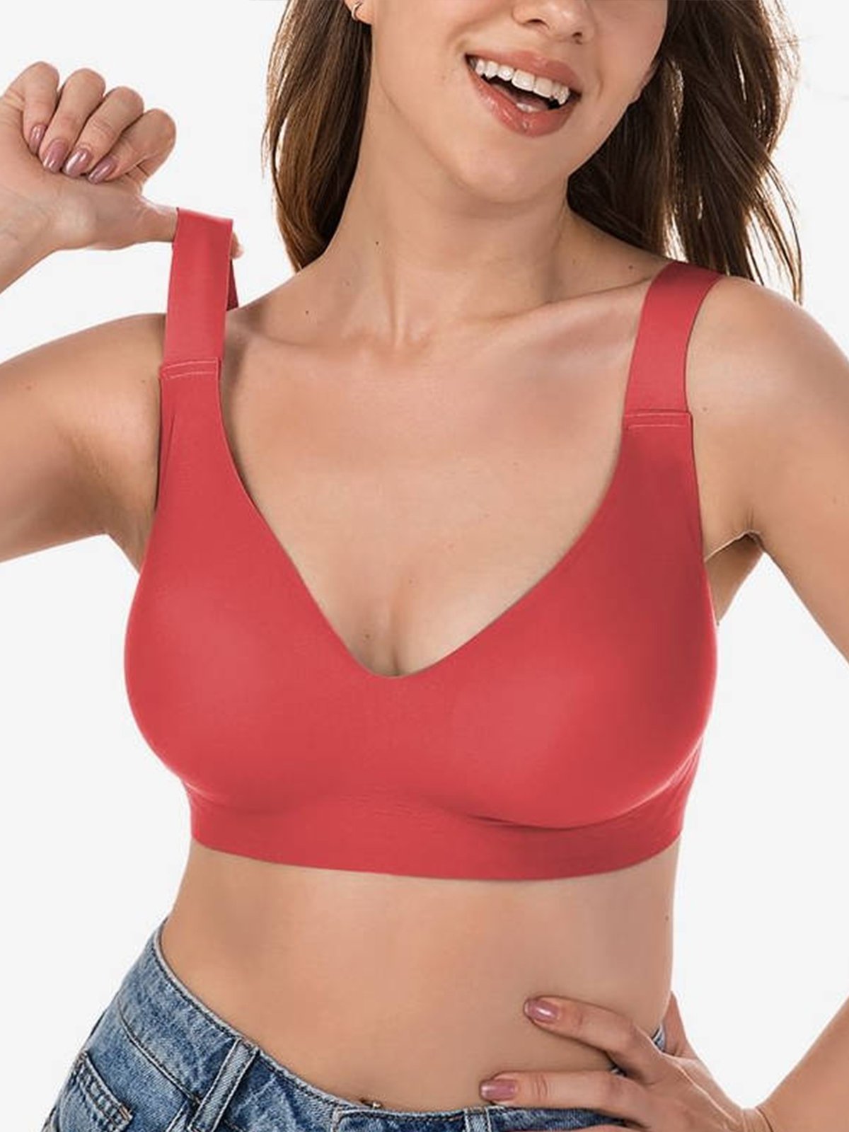Soutiens-Gorge & Brassière Femmes Plain Toutes Les Saisons Simple Nylon à Haute Élasticité Domestique de Grande Taille Régulier Soutien-gorge