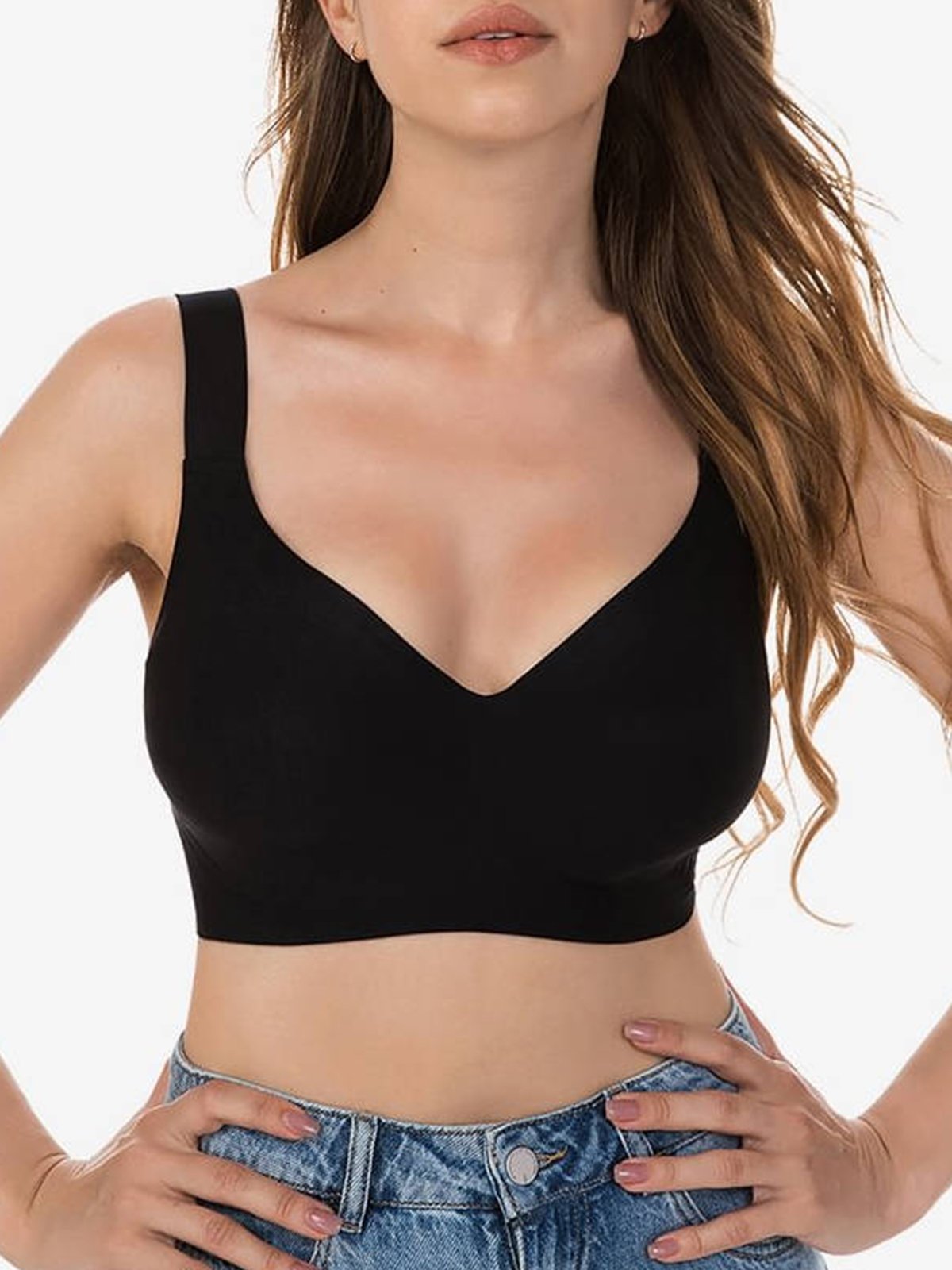 Soutiens-Gorge & Brassière Femmes Plain Toutes Les Saisons Simple Nylon à Haute Élasticité Domestique de Grande Taille Régulier Soutien-gorge