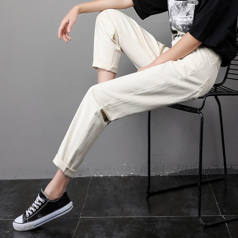 Jeans Décontracté Plain Toutes Les Saisons Naturel Quotidien Standard Pantalon droit Droit Poche Couture pour Femmes