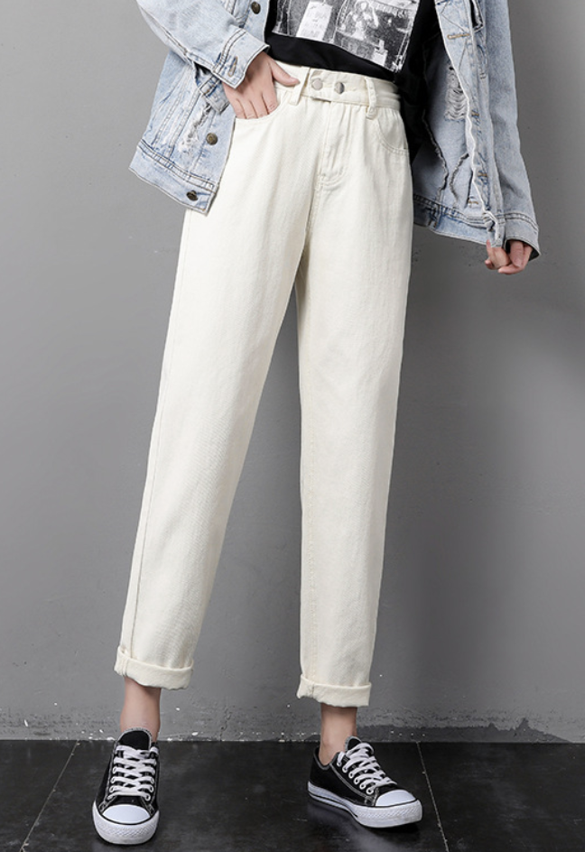 Jeans Décontracté Plain Toutes Les Saisons Naturel Quotidien Standard Pantalon droit Droit Poche Couture pour Femmes