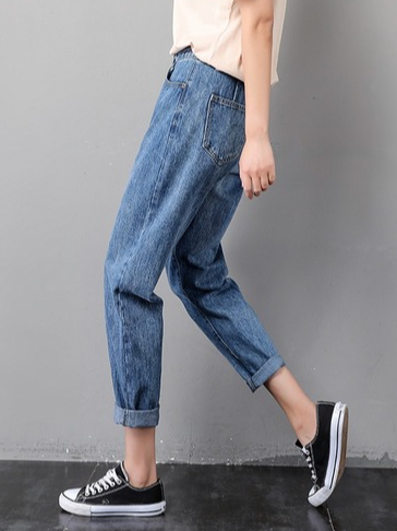 Jeans Décontracté Plain Toutes Les Saisons Naturel Quotidien Standard Pantalon droit Droit Poche Couture pour Femmes