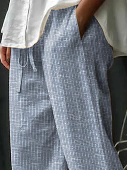 Pantalon large avec bandes gris clair femme | Cache Cache