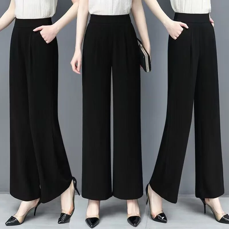 Pantalons Femmes Décontracté Plain Toutes Les Saisons Polyester Micro-élasticité Quotidien Pantalon droit Droit Poche Couture