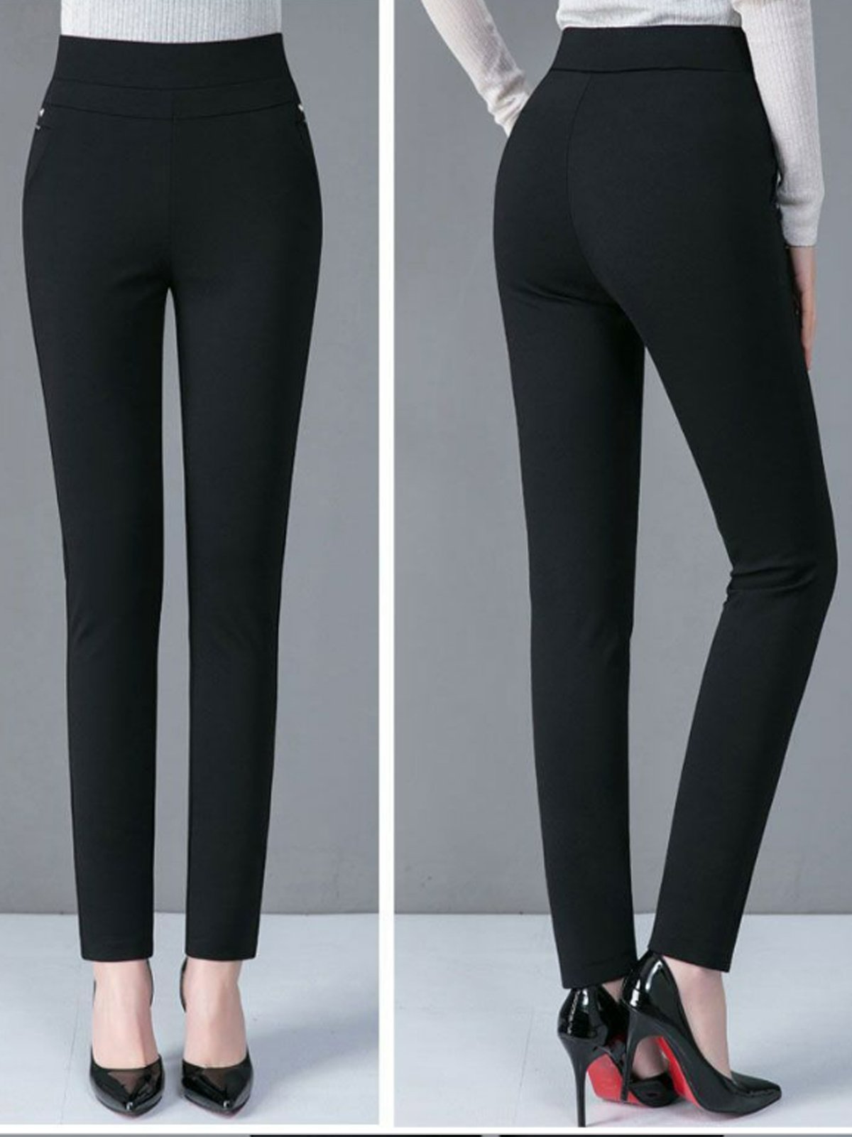 Pantalon Décontracté Noir Femme Mixit - Taille M Court - Coton - Occasion Très Bon état