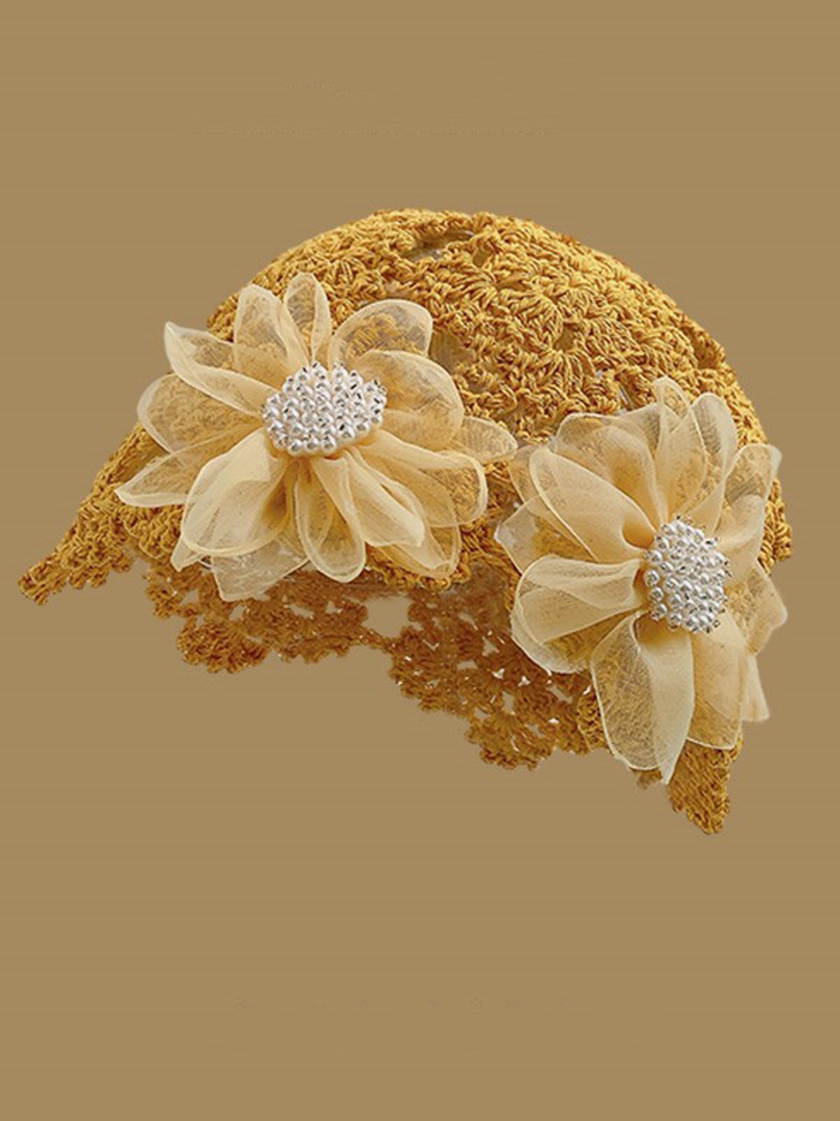 Bonnets Femmes Floral Toutes Les Saisons Élégant Perle Fête chaleur en Mélangé de Coton Bonnet Régulier