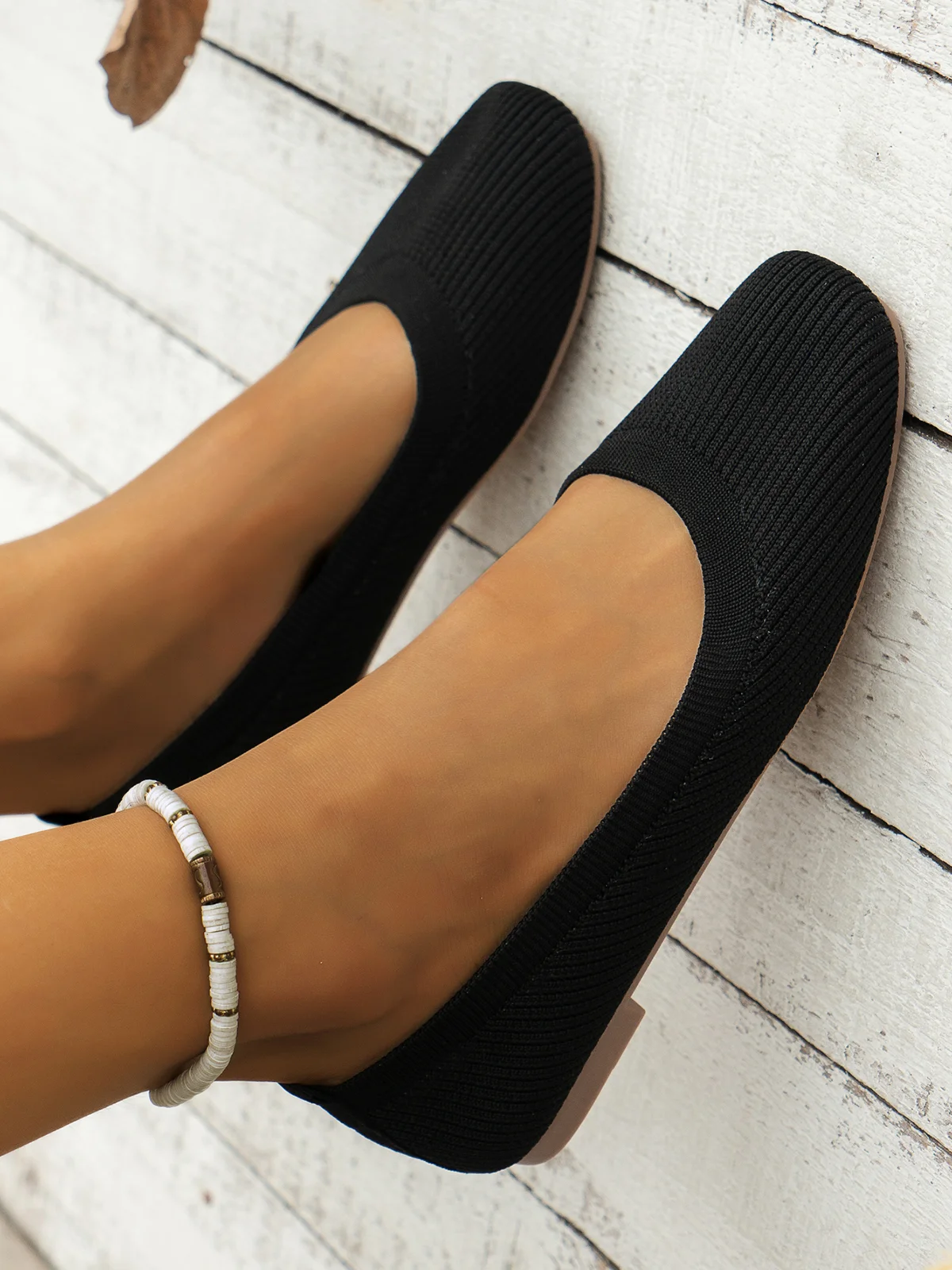 Chaussures à Tige Basse Femmes Décontracté Plain Toutes Les Saisons Respirable Bout Fermé Tissu de Maille Caoutchouc à Enfiler Chaussures à Tige Basse