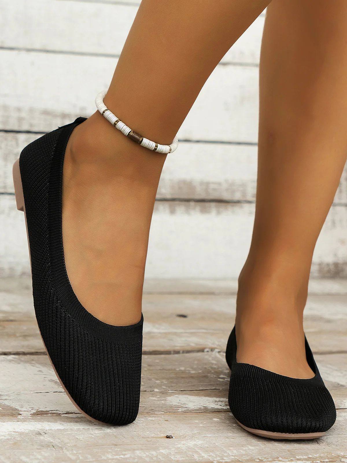 Chaussures à Tige Basse Femmes Décontracté Plain Toutes Les Saisons Respirable Bout Fermé Tissu de Maille Caoutchouc à Enfiler Chaussures à Tige Basse