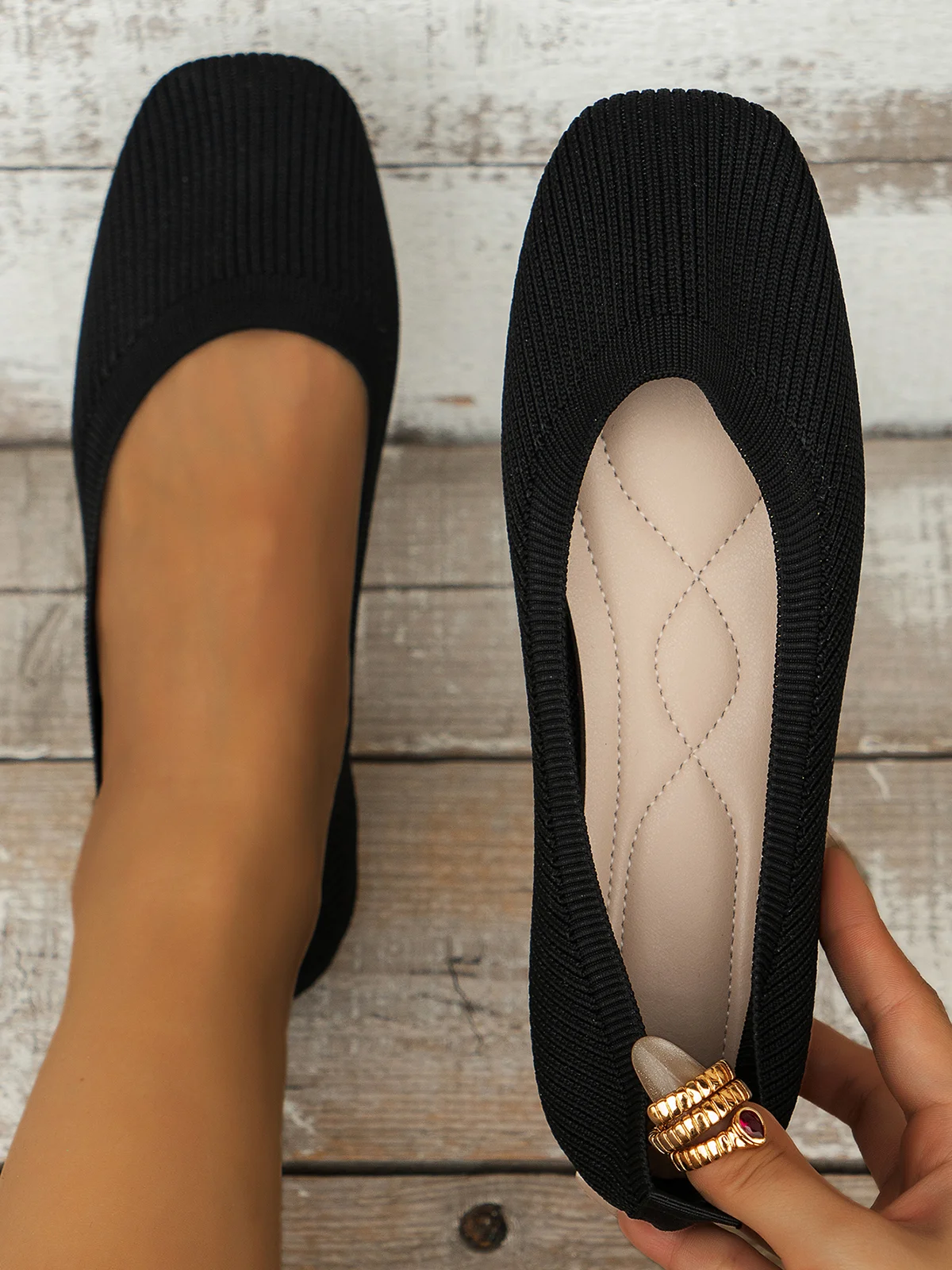 Chaussures à Tige Basse Femmes Décontracté Plain Toutes Les Saisons Respirable Bout Fermé Tissu de Maille Caoutchouc à Enfiler Chaussures à Tige Basse