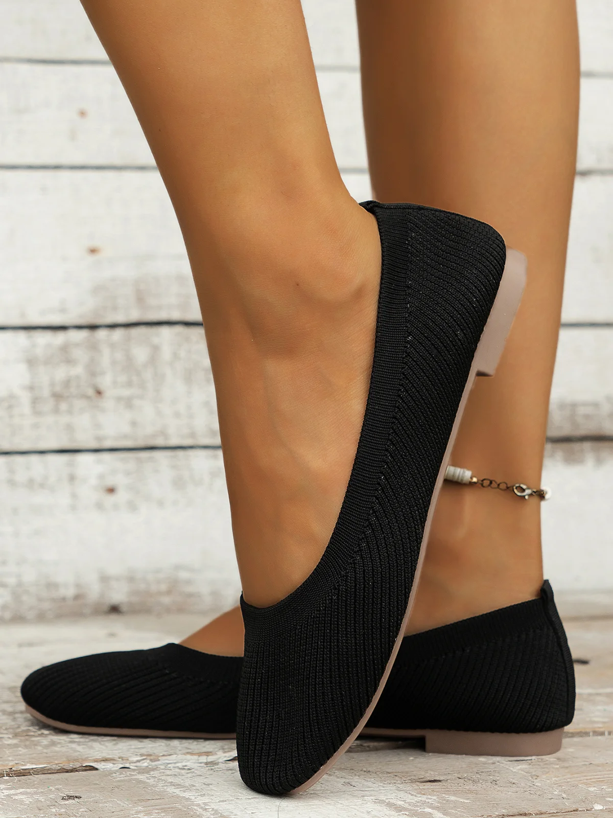 Chaussures à Tige Basse Femmes Décontracté Plain Toutes Les Saisons Respirable Bout Fermé Tissu de Maille Caoutchouc à Enfiler Chaussures à Tige Basse