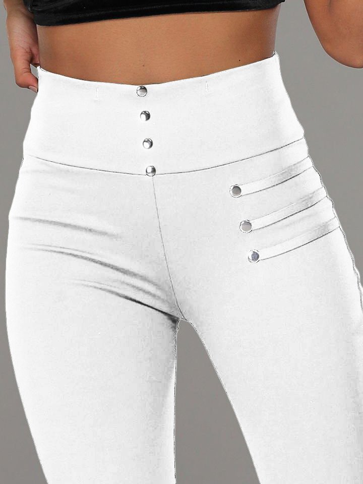 Pantalons Femmes Décontracté Plain Toutes Les Saisons Polyester Naturel Micro-élasticité Pantalon coupe slim Long Droit