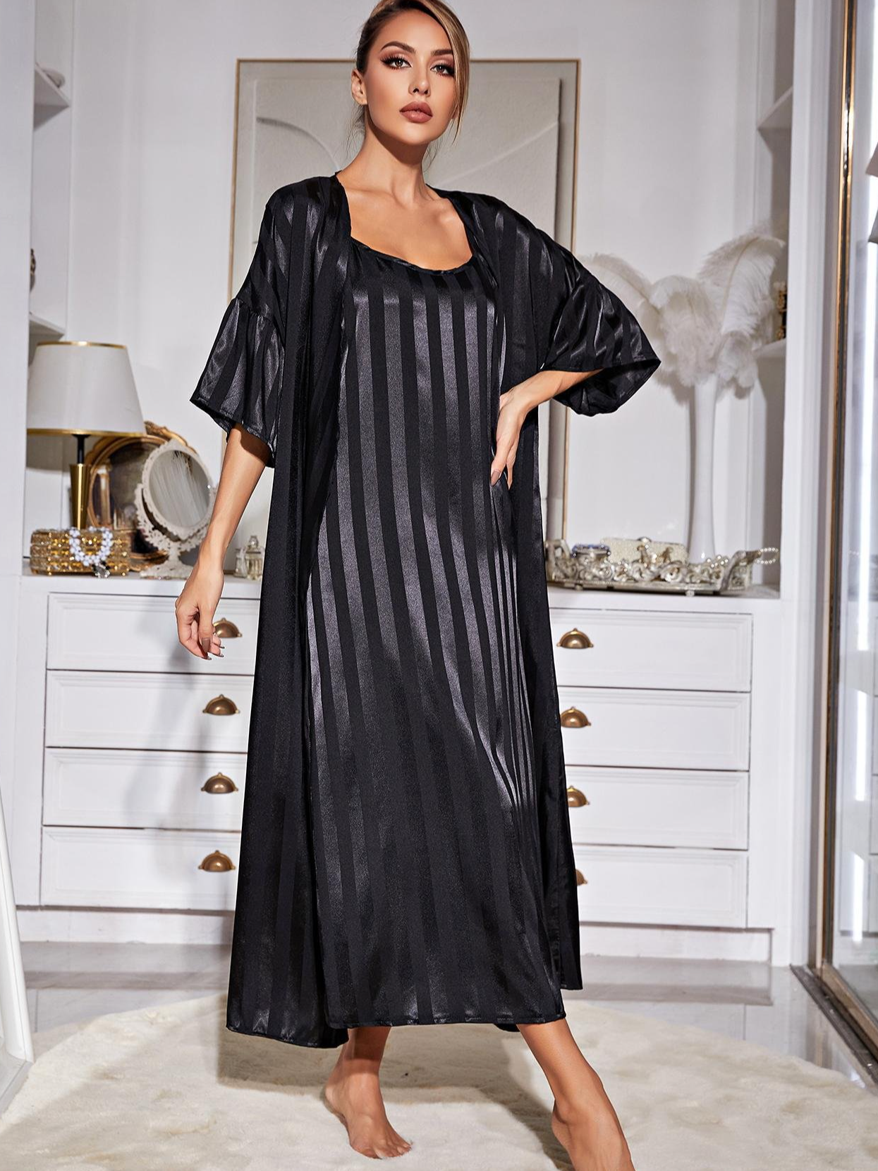 Ensembles de Pyjama Femmes Simple Bloc de Couleur Toutes Les Saisons Spandex Naturel Non-rides 1 jeu Demi Manche Élasticité moyenne