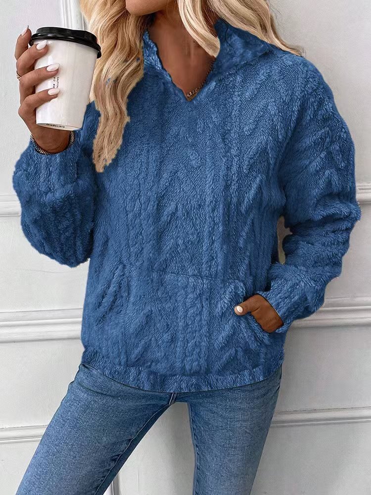 Sweat-shirts Décontracté Côtelé Printemps / Automne Polyester Poids lourd Micro-élasticité Quotidien Coupe Régulière Manches Longues pour Femmes