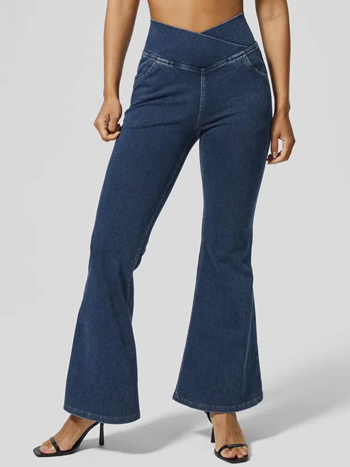 Jeans Femmes Décontracté Plain Printemps / Automne Naturel à Haute Élasticité Coupe Régulière Pantalon à pattes d'éléphant Toile de Jean Régulier