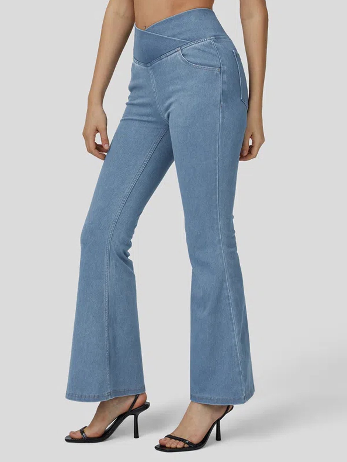 Jeans Femmes Décontracté Plain Printemps / Automne Naturel à Haute Élasticité Coupe Régulière Pantalon à pattes d'éléphant Toile de Jean Régulier
