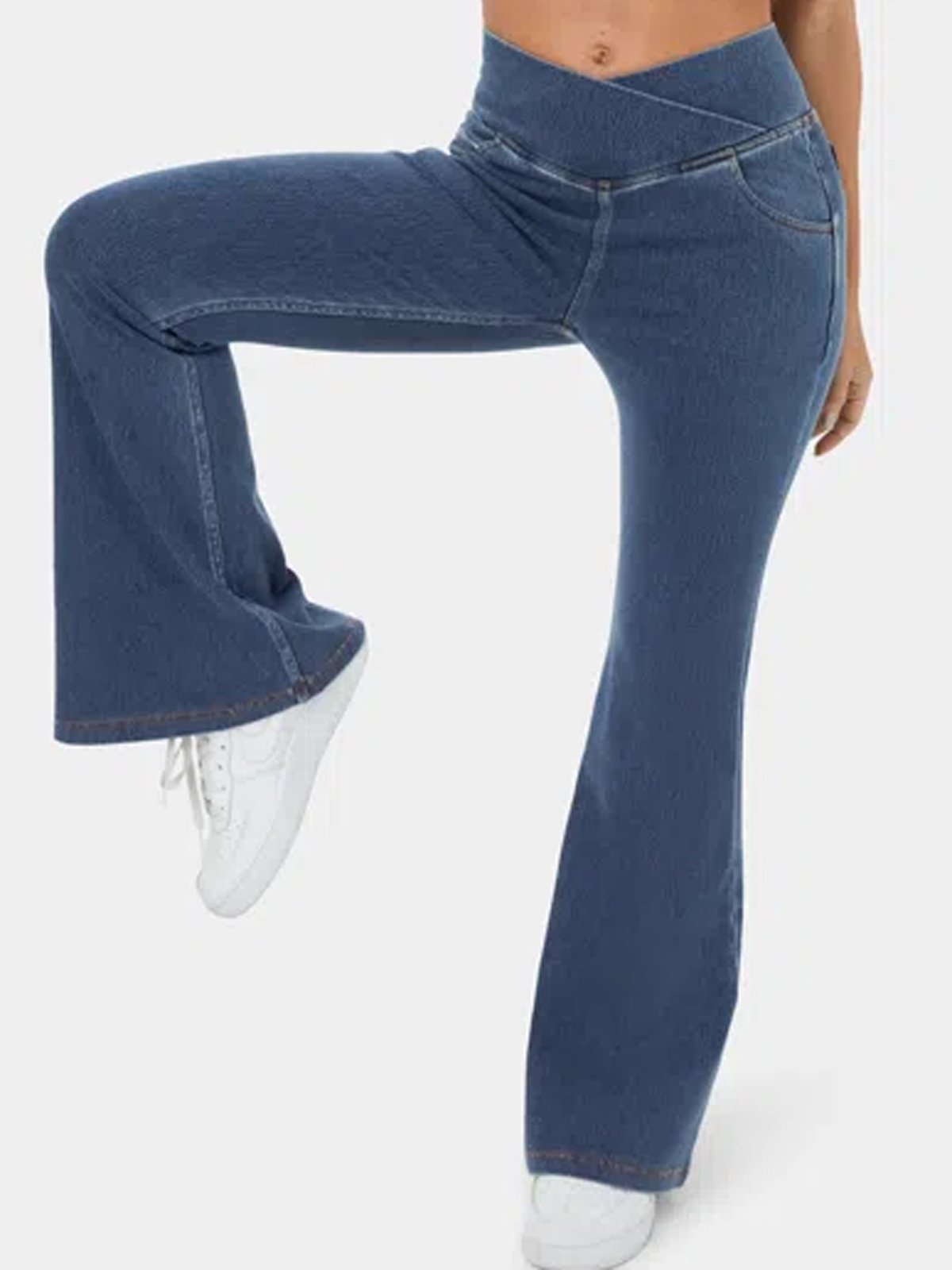 Jeans Femmes Décontracté Plain Printemps / Automne Naturel à Haute Élasticité Coupe Régulière Pantalon à pattes d'éléphant Toile de Jean Régulier