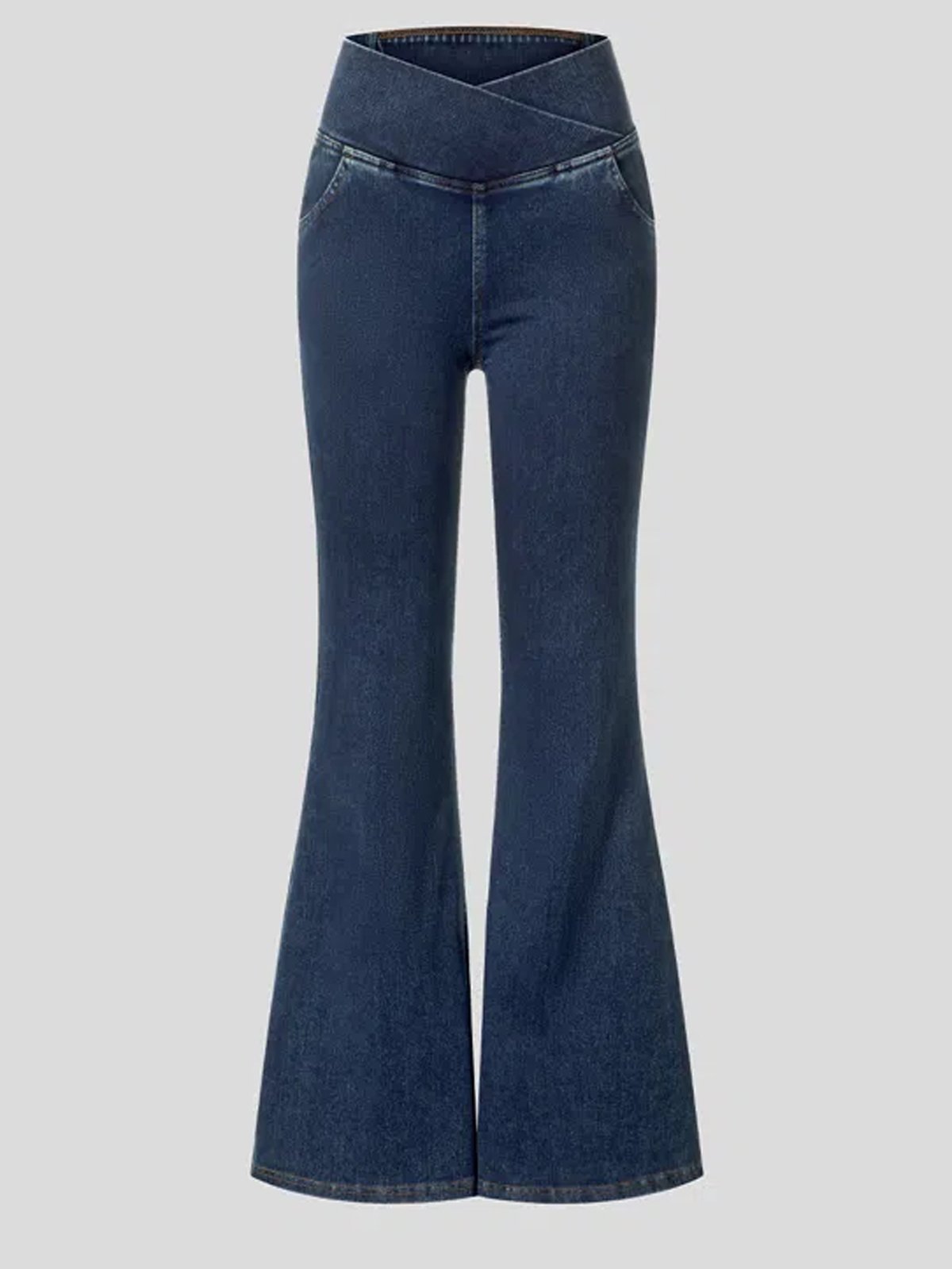 Jeans Femmes Décontracté Plain Printemps / Automne Naturel à Haute Élasticité Coupe Régulière Pantalon à pattes d'éléphant Toile de Jean Régulier