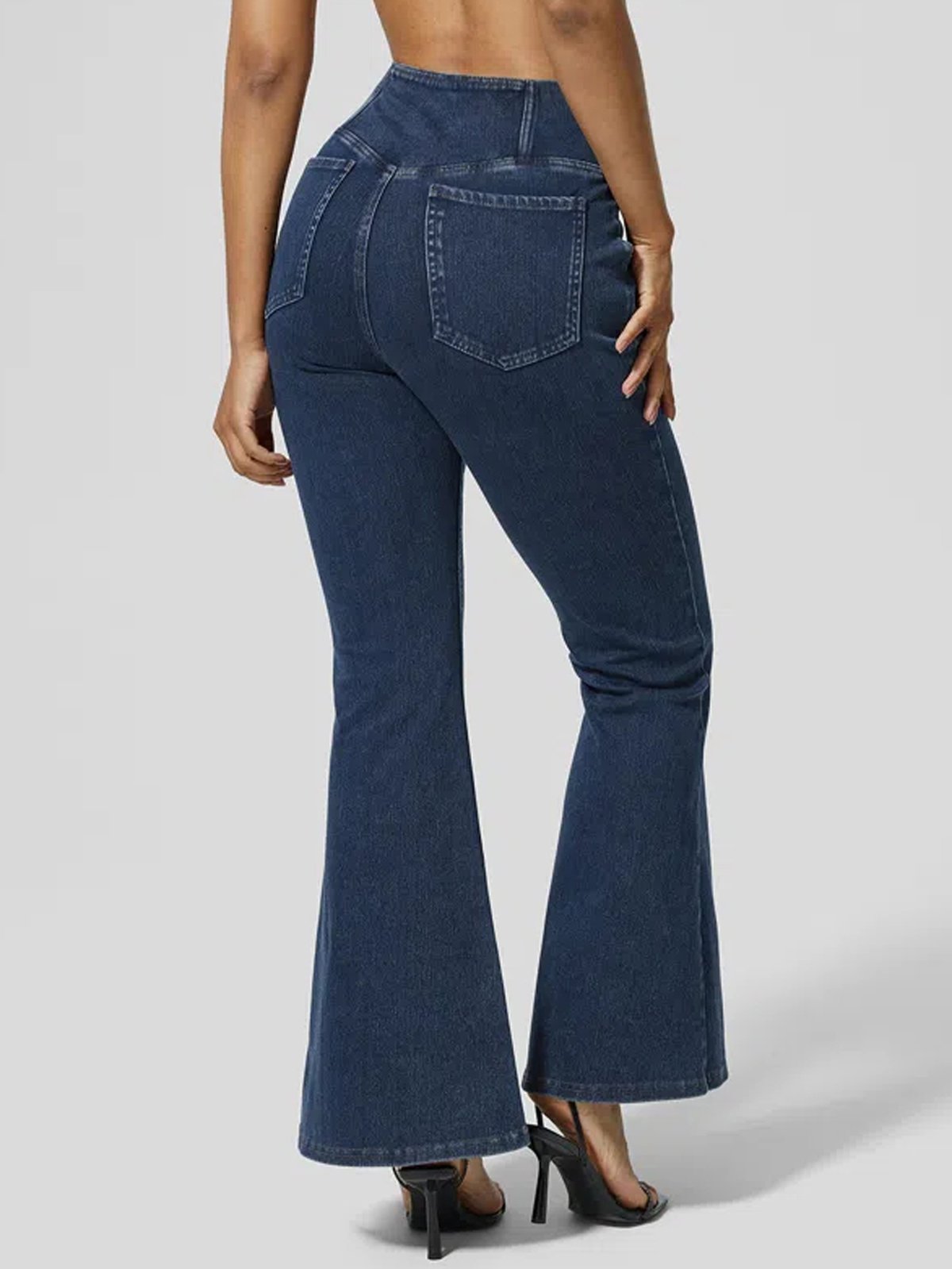 Jeans Femmes Décontracté Plain Printemps / Automne Naturel à Haute Élasticité Coupe Régulière Pantalon à pattes d'éléphant Toile de Jean Régulier