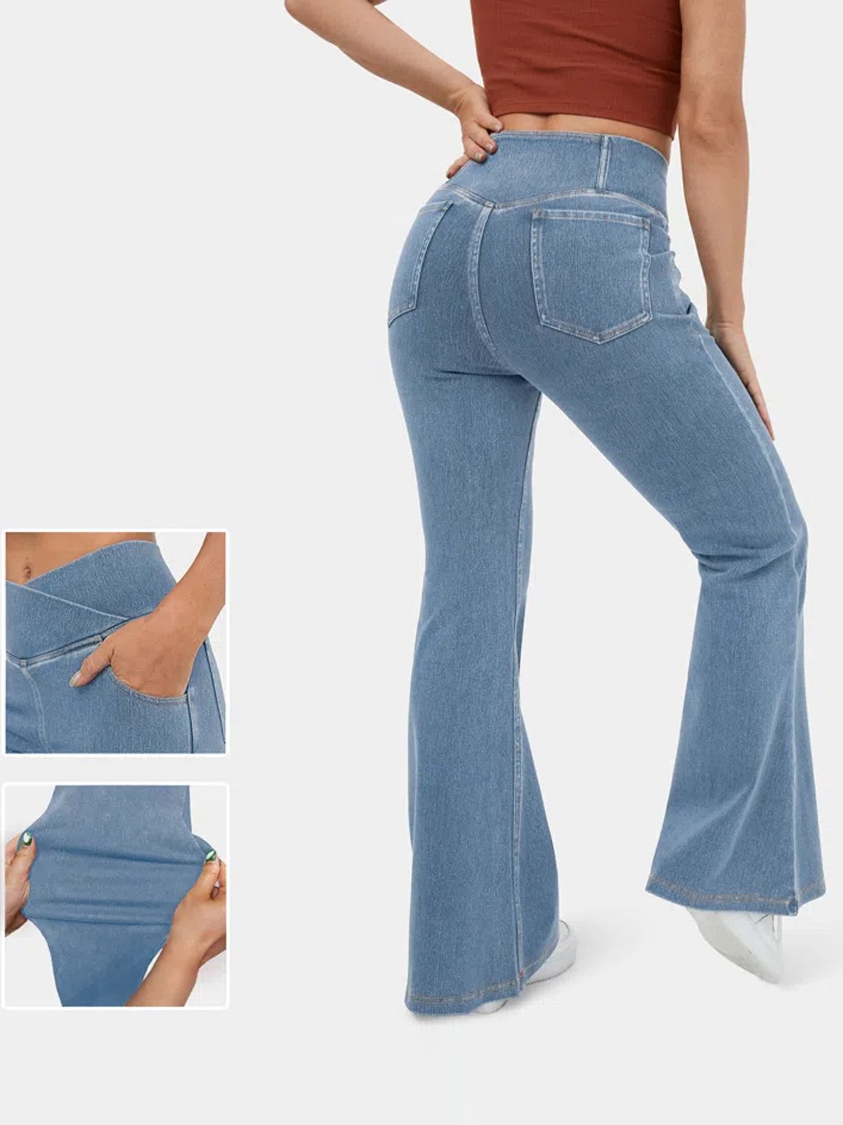 Jeans Femmes Décontracté Plain Printemps / Automne Naturel à Haute Élasticité Coupe Régulière Pantalon à pattes d'éléphant Toile de Jean Régulier