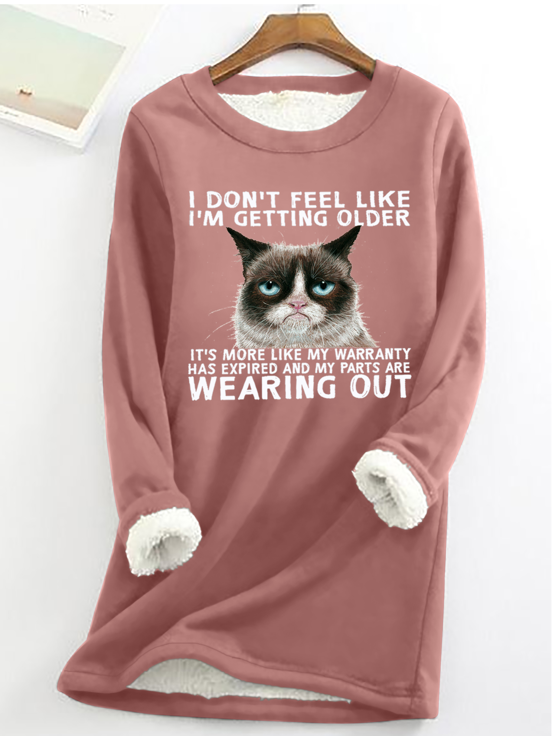 Sweat-shirts Décontracté Hiver Chat Micro-élasticité Quotidien Coupe Régulière Manches Longues en Mélangé de Coton en Toison pour Femmes