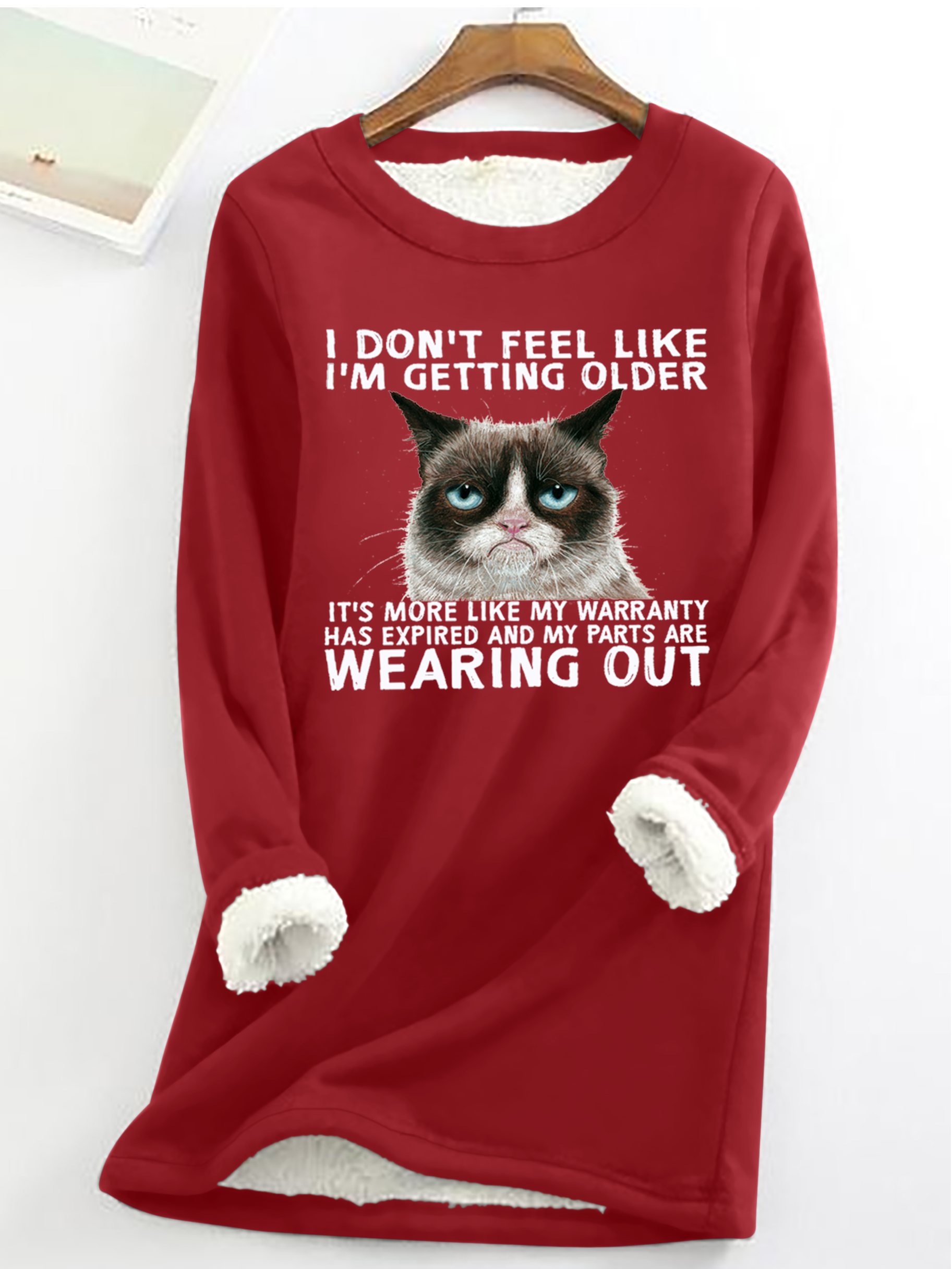 Sweat-shirts Décontracté Hiver Chat Micro-élasticité Quotidien Coupe Régulière Manches Longues en Mélangé de Coton en Toison pour Femmes
