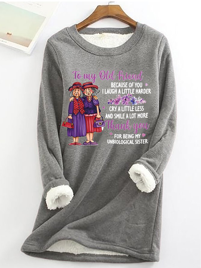 Sweat-shirts Femmes Décontracté Hiver Lettres de texte Coupe Régulière Noël Manches Longues en Mélangé de Coton Régulier en Toison