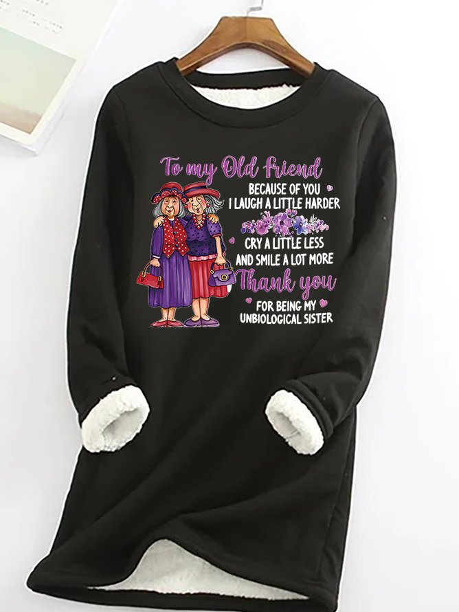 Sweat-shirts Femmes Décontracté Hiver Lettres de texte Coupe Régulière Noël Manches Longues en Mélangé de Coton Régulier en Toison