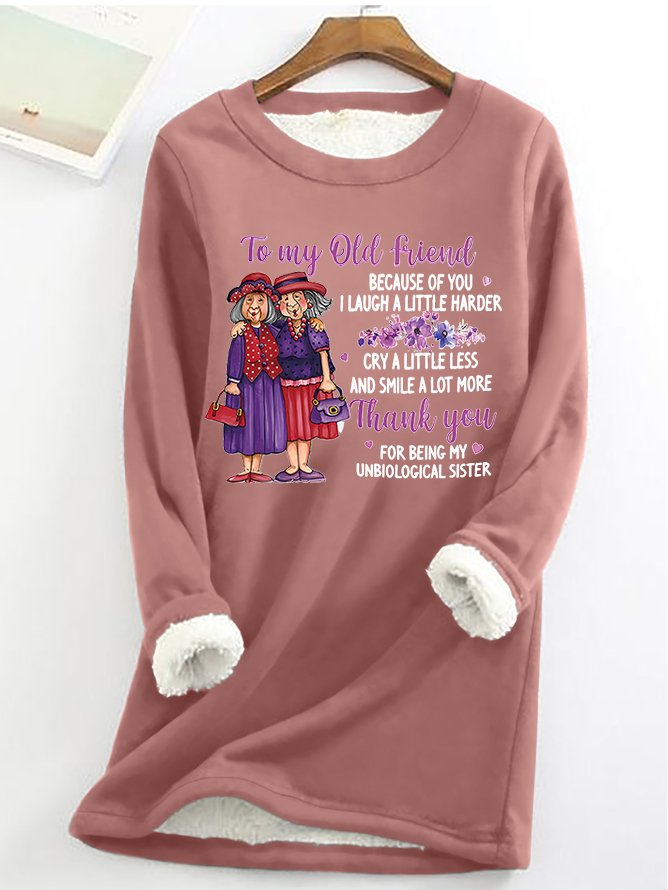 Sweat-shirts Femmes Décontracté Hiver Lettres de texte Coupe Régulière Noël Manches Longues en Mélangé de Coton Régulier en Toison