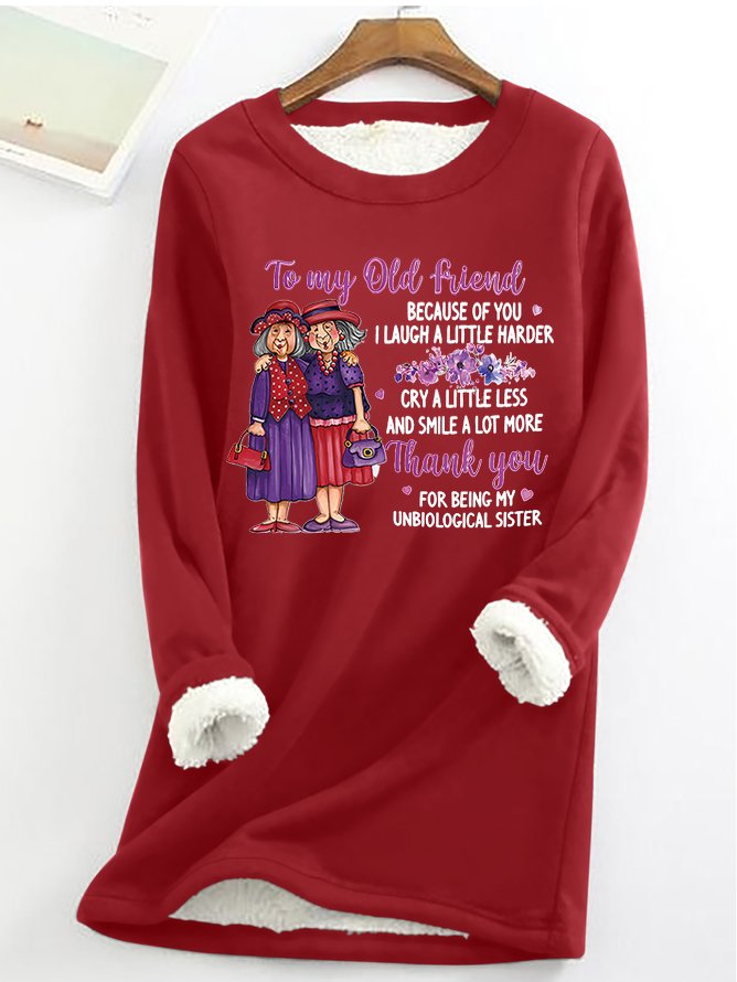Sweat-shirts Femmes Décontracté Hiver Lettres de texte Coupe Régulière Noël Manches Longues en Mélangé de Coton Régulier en Toison
