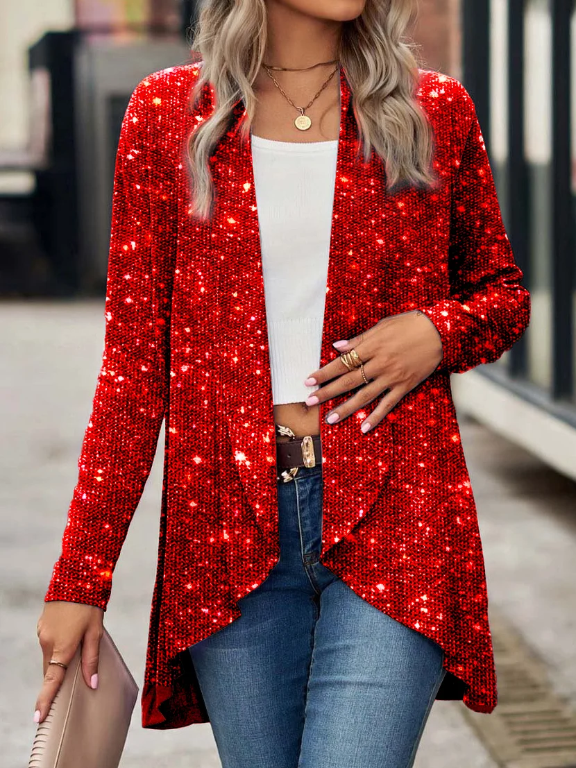 Micro-élasticité Cache-cœur Manches Longues Régulier Plain Blouson pour Femmes
