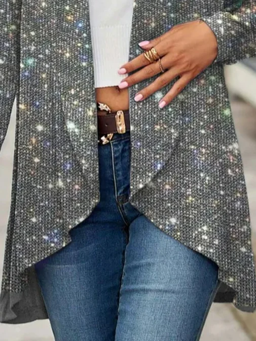 Micro-élasticité Cache-cœur Manches Longues Régulier Plain Blouson pour Femmes