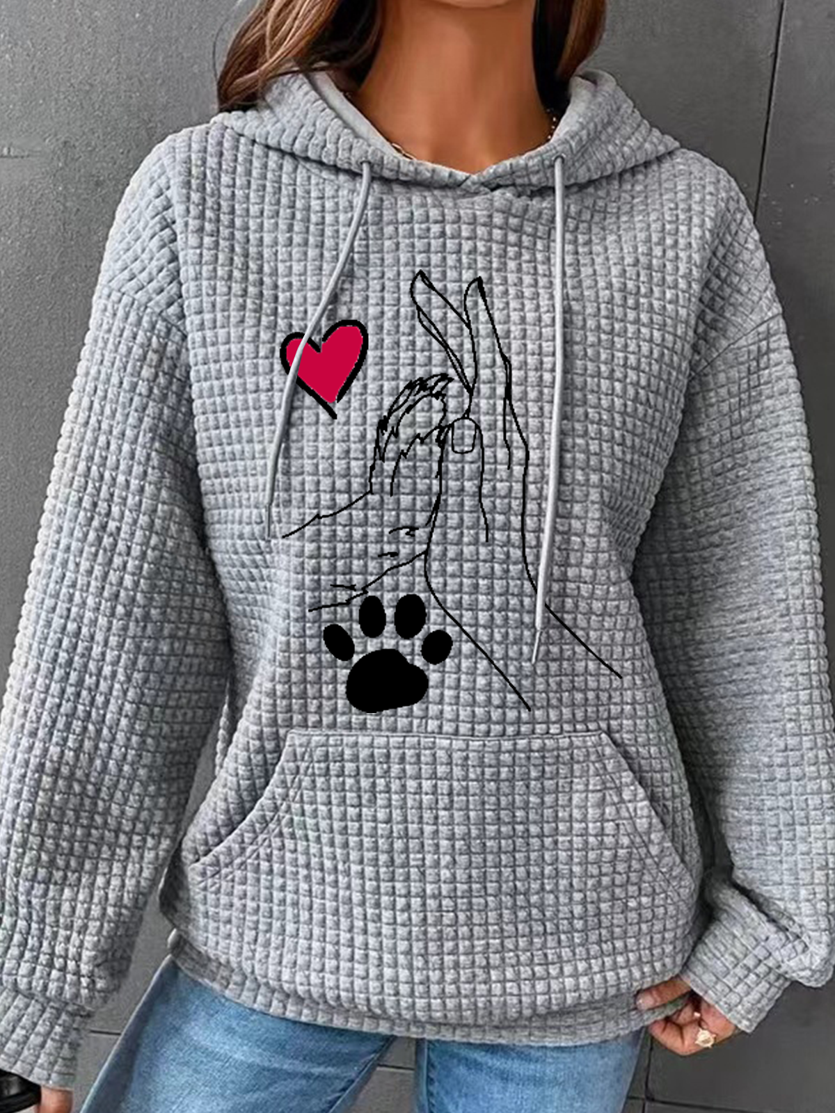 à Capuche Femmes Simple Printemps / Automne Chien Aucune élasticité Quotidien Ample Manches Longues Régulier Droit