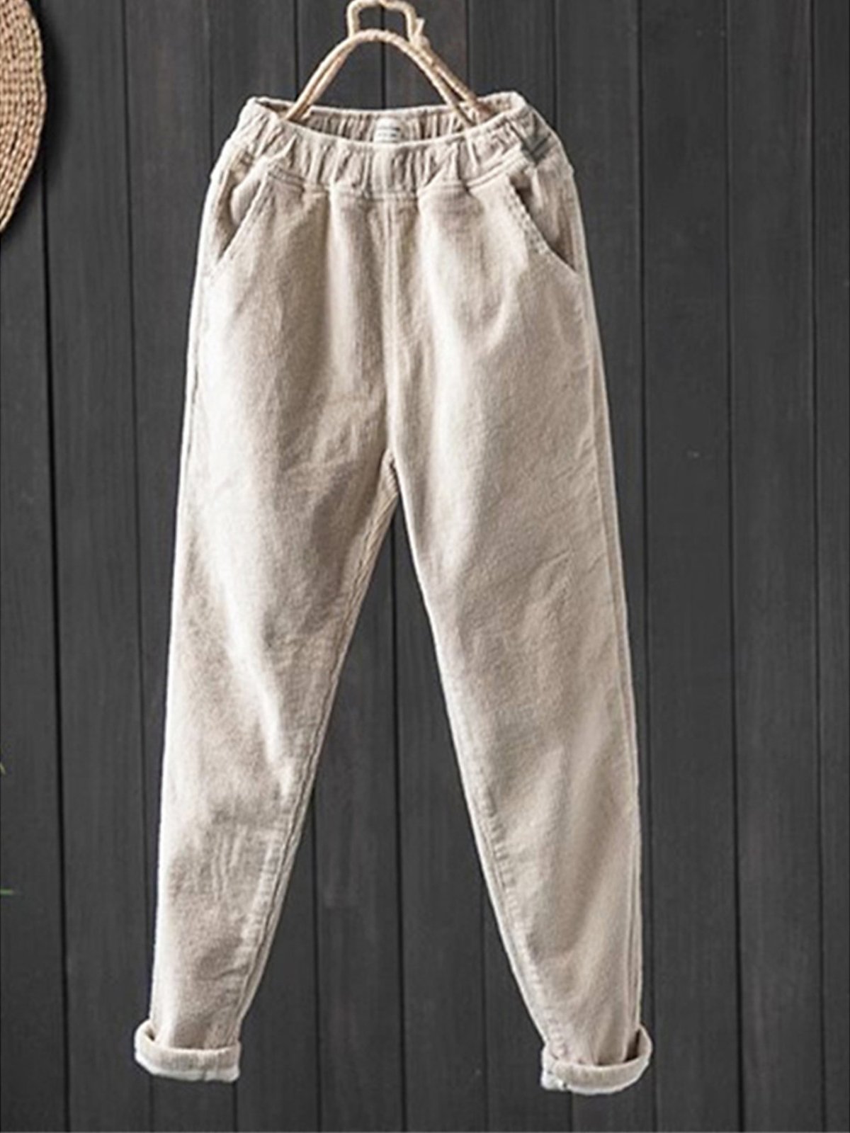 Pantalons Décontracté Plain Hiver Naturel Aucune élasticité Ample Velours Côtelé Pantalon droit Long pour Femmes