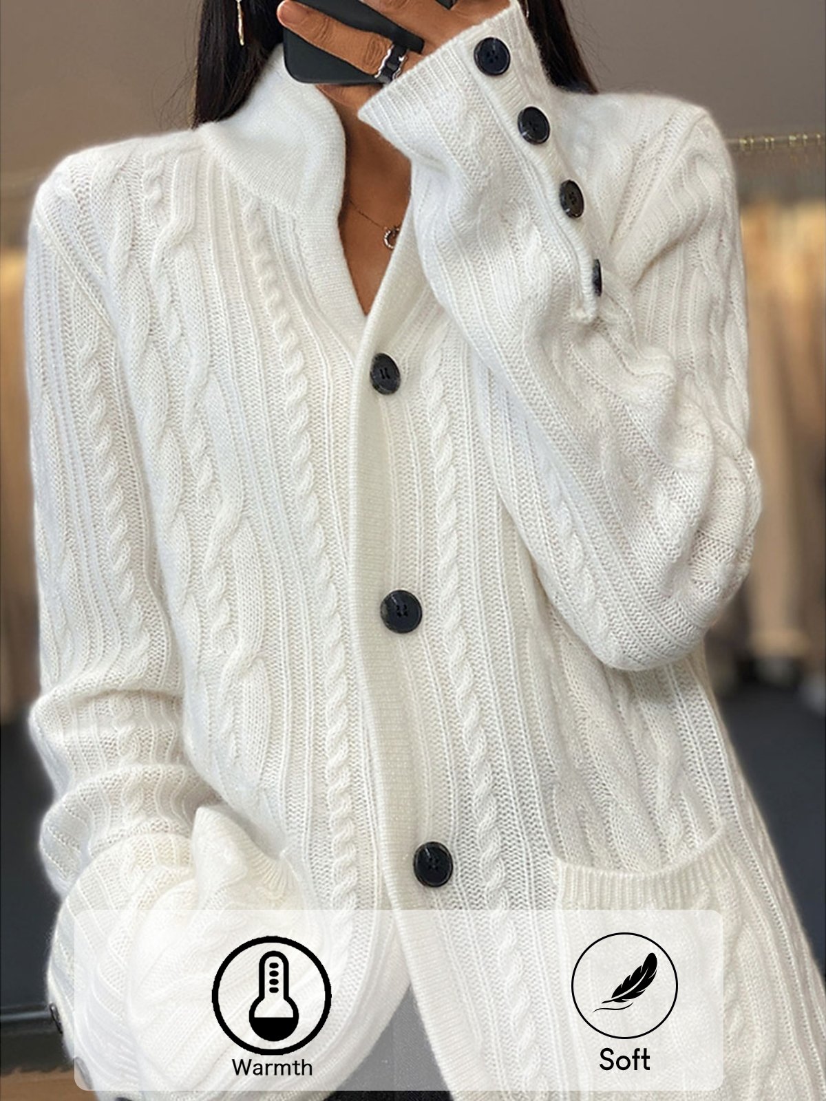Cardigans Femmes Décontracté Plain Hiver Poids lourd Micro-élasticité Quotidien Manches Longues Laine/Tricot Droit
