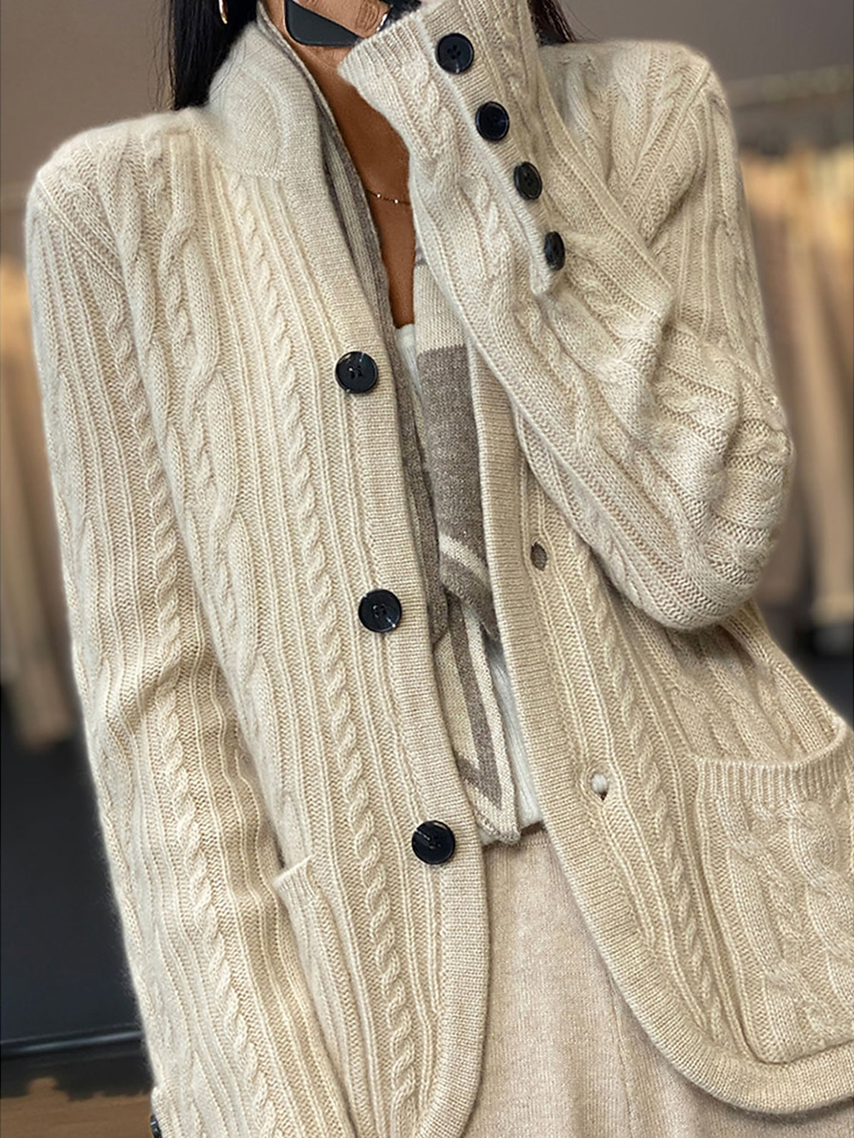 Cardigans Femmes Décontracté Plain Hiver Poids lourd Micro-élasticité Quotidien Manches Longues Laine/Tricot Droit