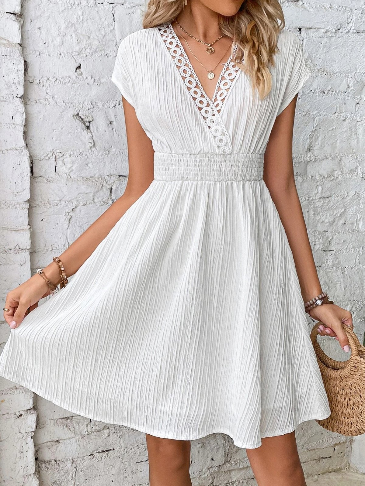 Generisch Chemisier Vintage Pour Femme - T-shirt à Manches Courtes