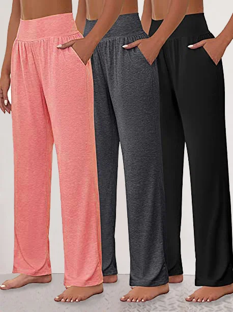 Pantalons Décontracté Plain Printemps / Automne Tricoté Ample Pantalon droit Droit Régulier Élasticité moyenne pour Femmes