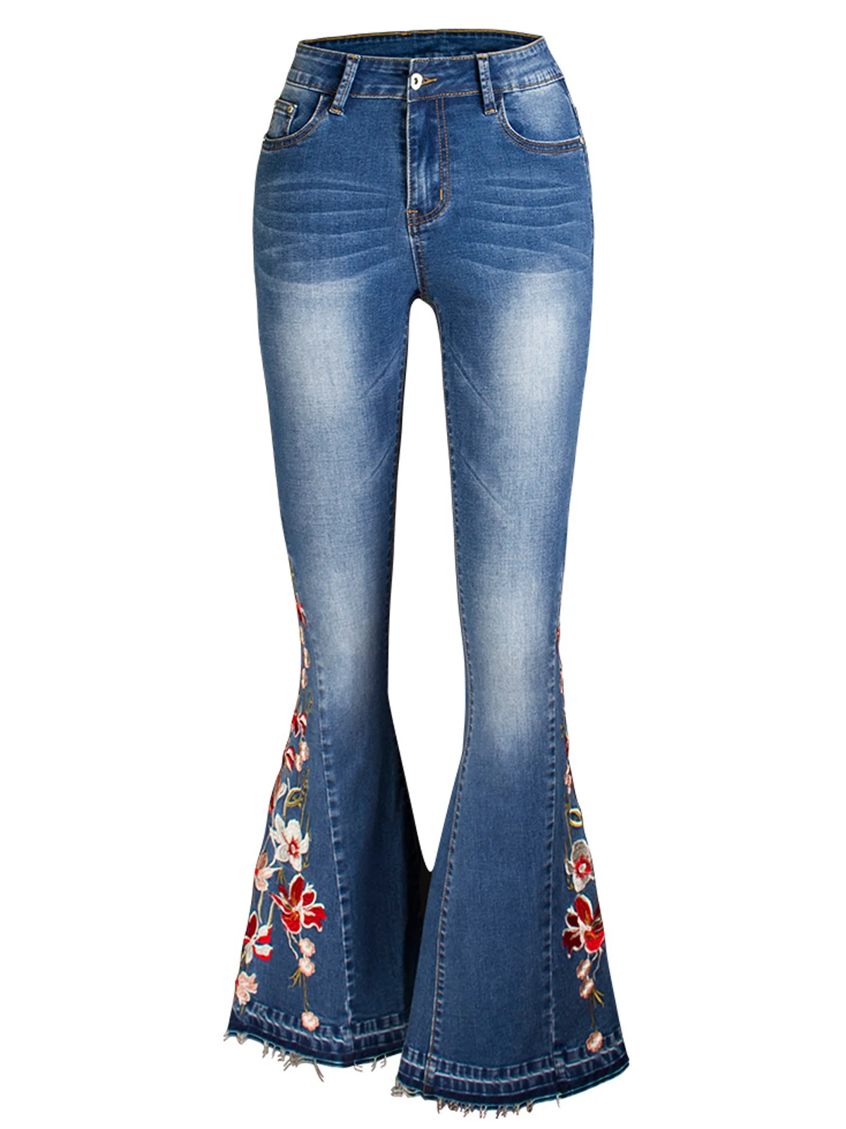 Jeans Femmes Décontracté Floral Printemps / Automne Naturel Aucune élasticité Quotidien Toile de Jean Long Régulier