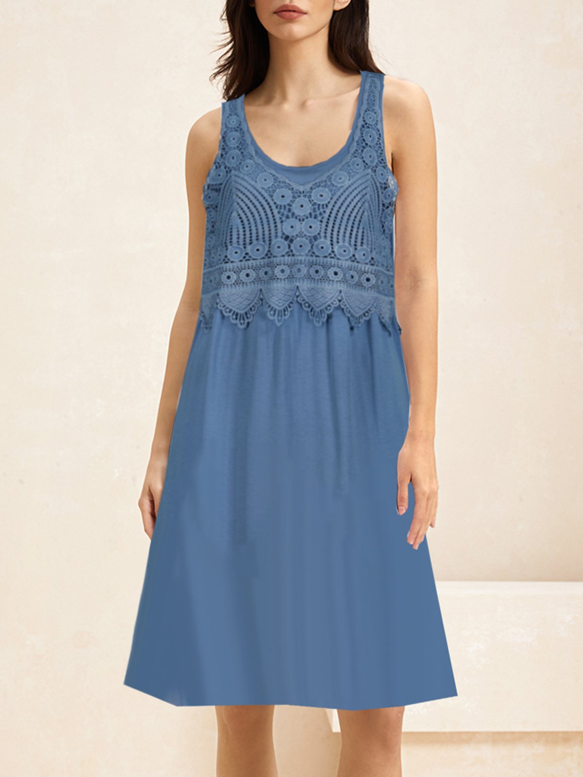 VILA Robe d’été Dames T EU 42 bleu style décontracté