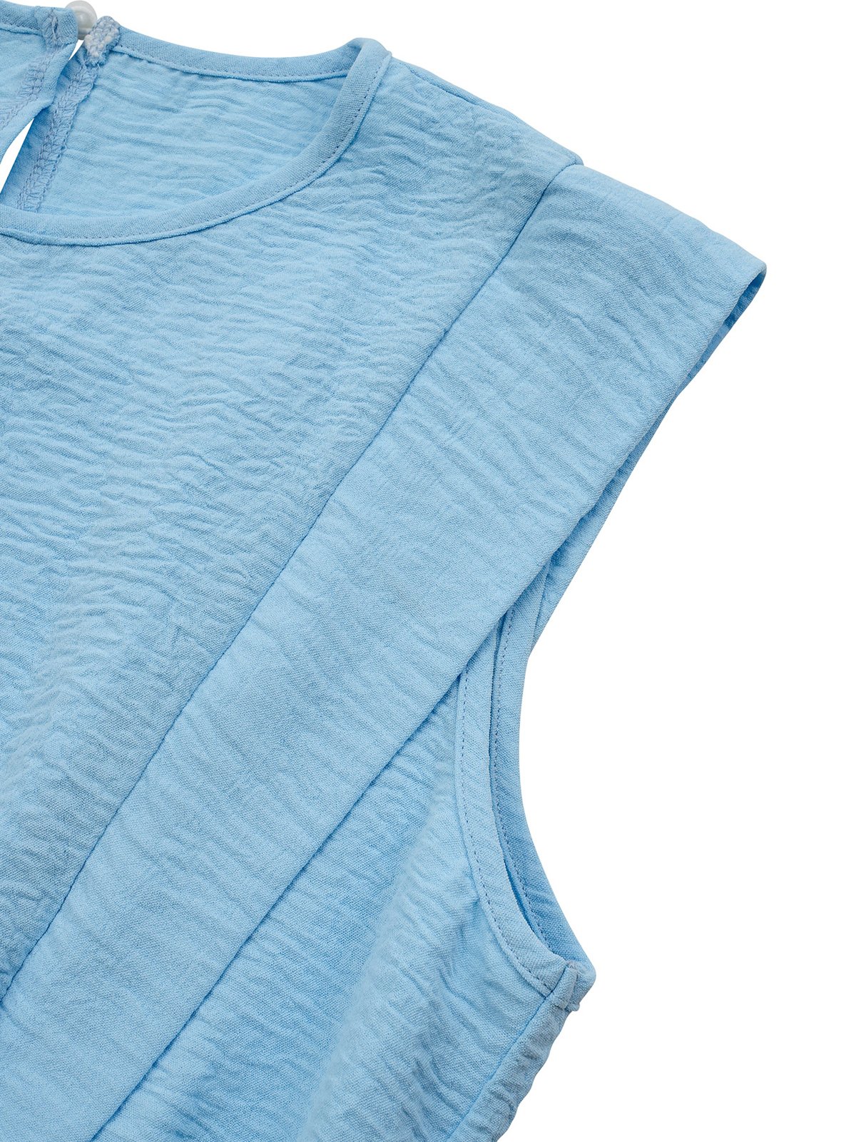 Deux Pièces Ensembles Décontracté Plain Été Polyester Ample Sans Manches Col Rond Top Avec Pantalons Régulier pour Femmes