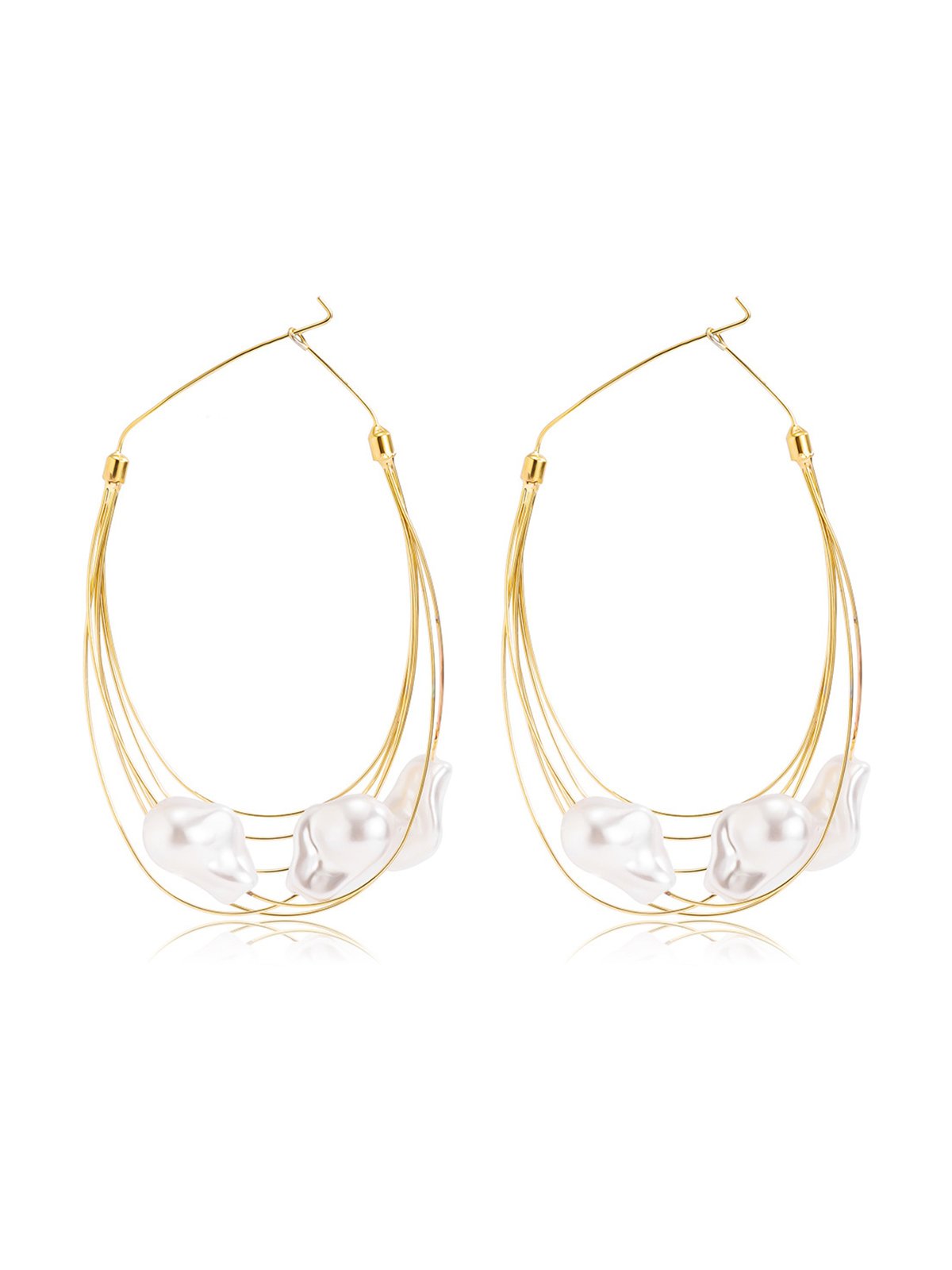 Boucles d'Oreilles Géométrique Toutes Les Saisons Élégant Mariage Perle Métal cerceau pour Femmes