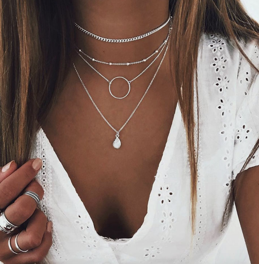 Collier Boho Plain Toutes Les Saisons Métal Vacances Métal Ensembles de couches pour Femmes